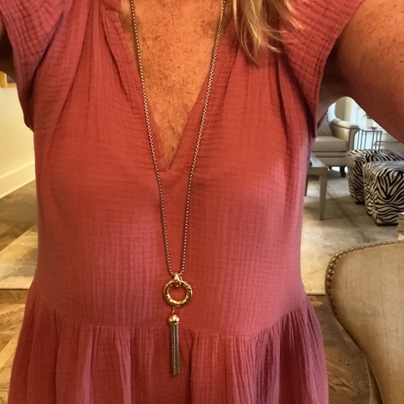 Gold and silver costume jewelry tassel necklace length 21” - Picture 3 of 8